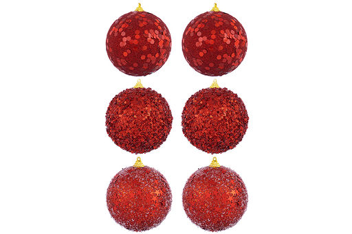 Набор 6 новогодних шаров 9,5*9,5 см Красный - Elan gallery фото 4