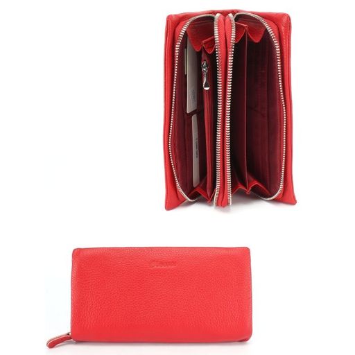 Кошелек женский натуральная кожа Cossroll-2203-9907-1, на молнии, 2отд, 16карм, красный SALE 248028