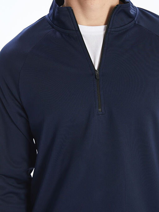 Fermuarl? Dik Yaka Uzun Kollu Erkek Sweatshirt