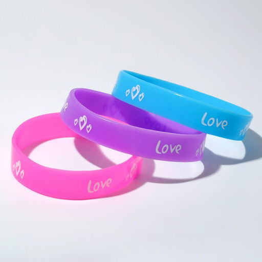 Силиконовый браслет Love, набор 3шт, цвет МИКС, 5,7см - Queen fair фото 2
