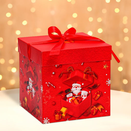 Коробка подарочная новогодняя складная «Дед мороз в коробке» 15×15×15 см
