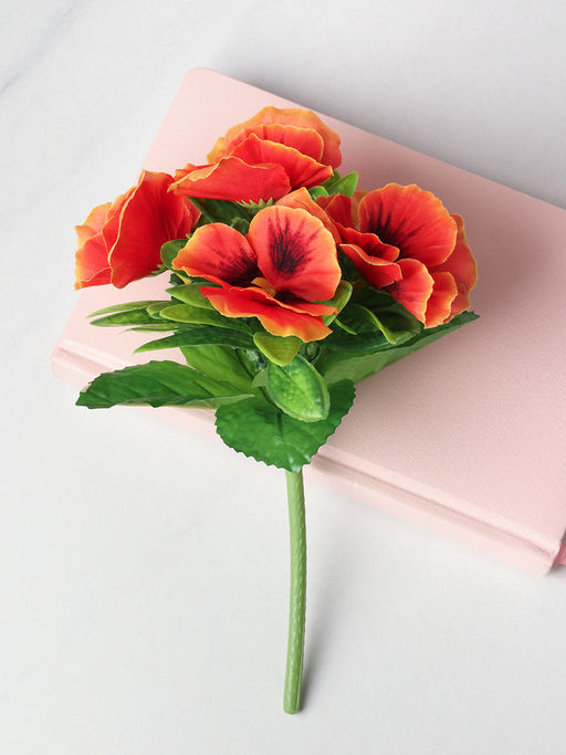 Цветок искусственный ОРАНЖЕВЫЙ Фиалка 23 см / W01316-16 /уп 12/300/600/ 738969 - ГалеонТрейд фото 2