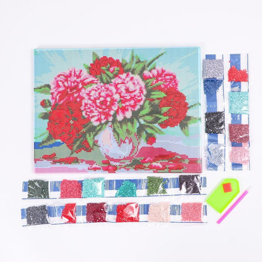 Алмазная мозаика с полным заполнением на подрамнике «Пионы», 30×40 см