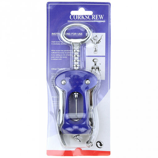 Штопор-бабочка металлический с пластмассовым корпусом Классика-А 17х6х4см, цвета микс, в блистере (Китай) - Домашняя мода фото 3