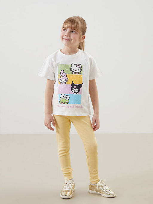 Hello K?tty Bask?l? K?z ?ocuk Bluz ve Tayt 2li