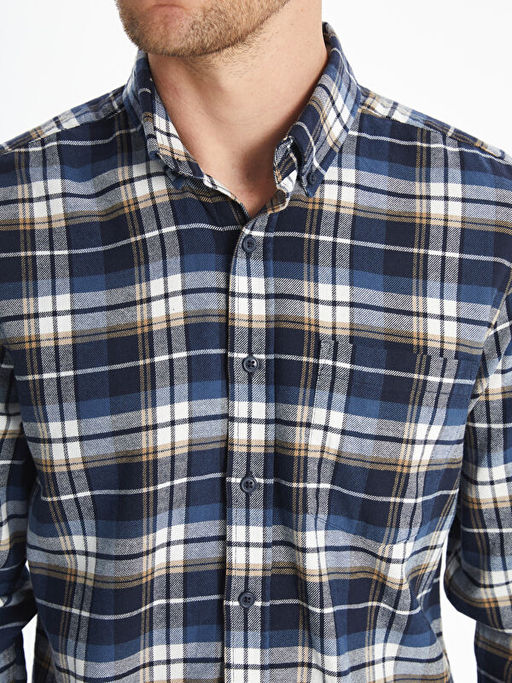 Regular Fit Uzun Kollu Ekose Gabardin Erkek G?mlek