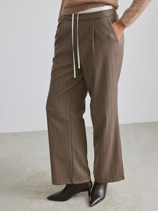 Beli Lastikli Bal?ks?rt? Desenli Kad?n Pantolon