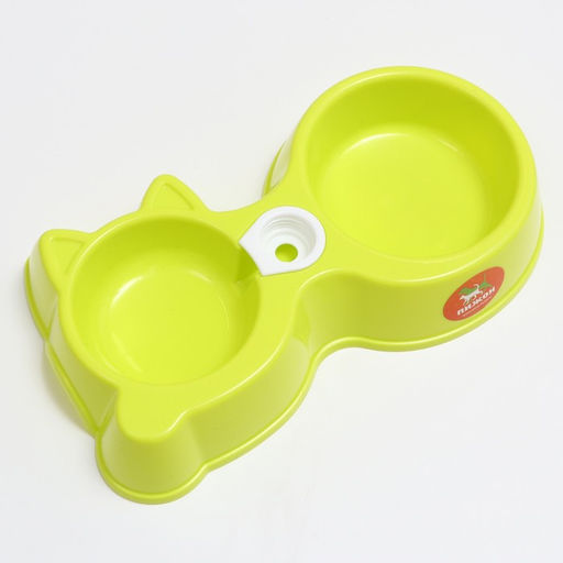 Миска двойная Киска под бутылку 300 мл/100 мл, зелёная - Пижон фото 3