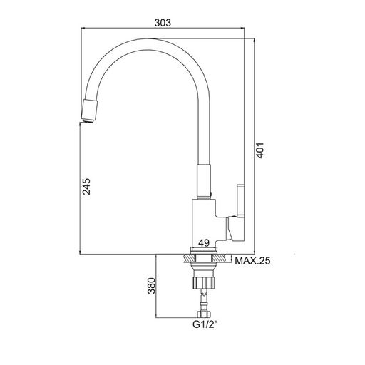 Смеситель для кухни Accoona A9890M, однорычажный, силиконовый излив, синий/хром