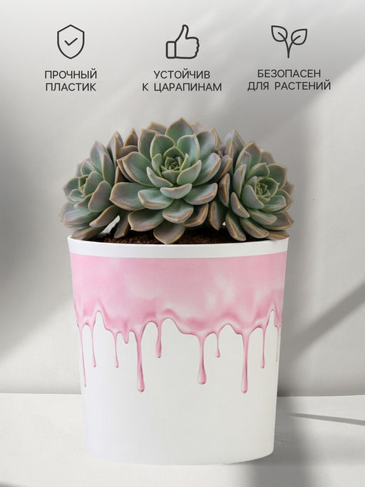 Кашпо для цветов «Текстура», 1.6 л, d=14 см, h=14 см, пластиковое