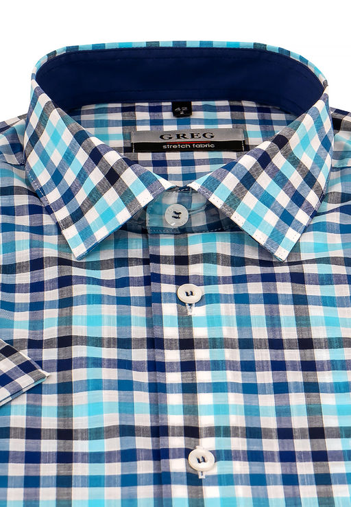 Сорочка мужская короткий рукав GREG 125/201/1851/Z/1 STRETCH_GB  фото 3
