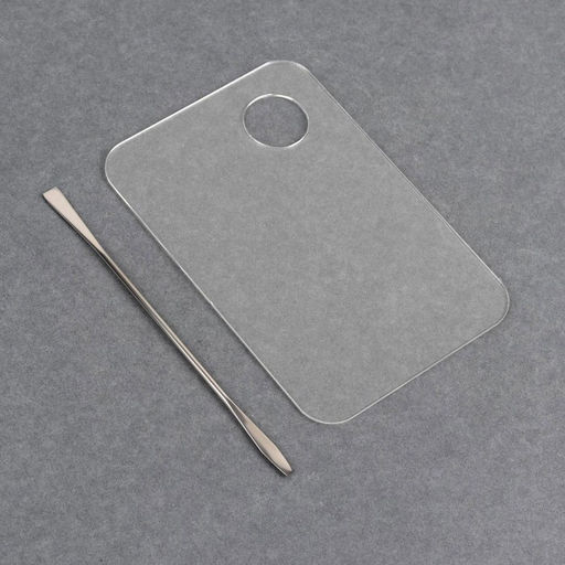 Палитра для смешивания лаков, 10×15 см, с шабером 15 см, прозрачная