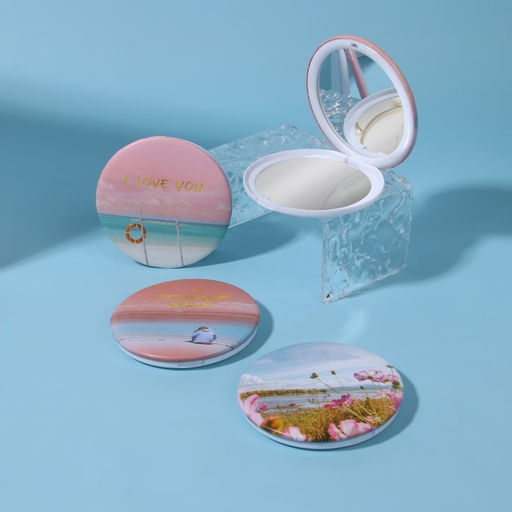 Зеркало складное «Пляж», d=7.5 см, с увеличением, розовое