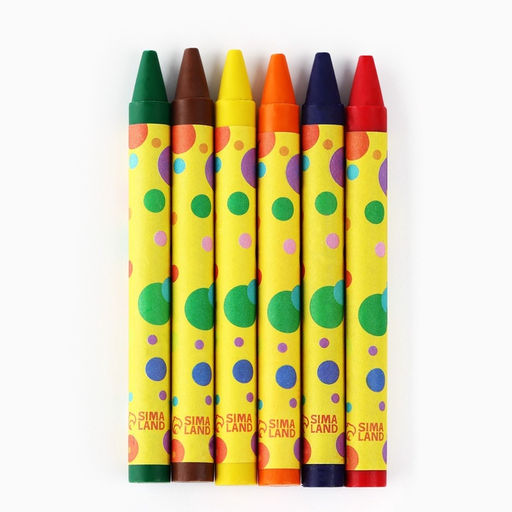 Цена за 5 шт. Восковые мелки, 6 цветов «Школьные»