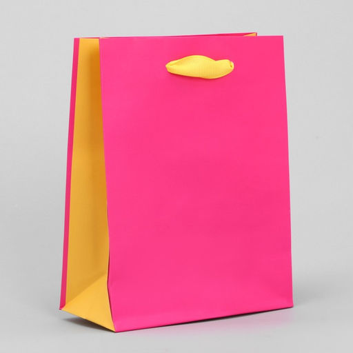 Цена за 2 шт. Пакет подарочный двухцветный, упаковка, «Жёлтый-розовый», S 12×15×5.5 см