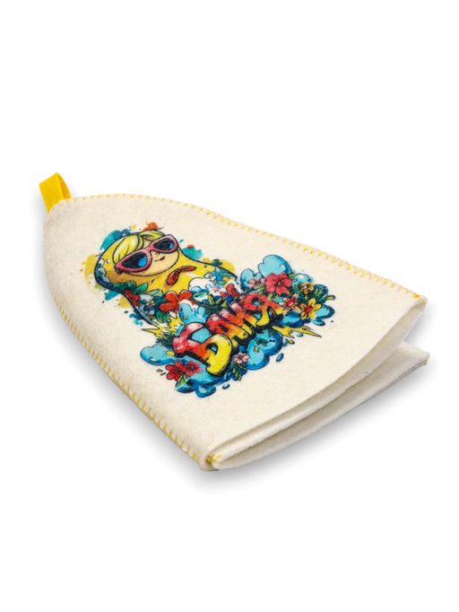 Шапка для бани и сауны Матрешка в очках, полиэфир, шерсть, белая - Simaland фото 7