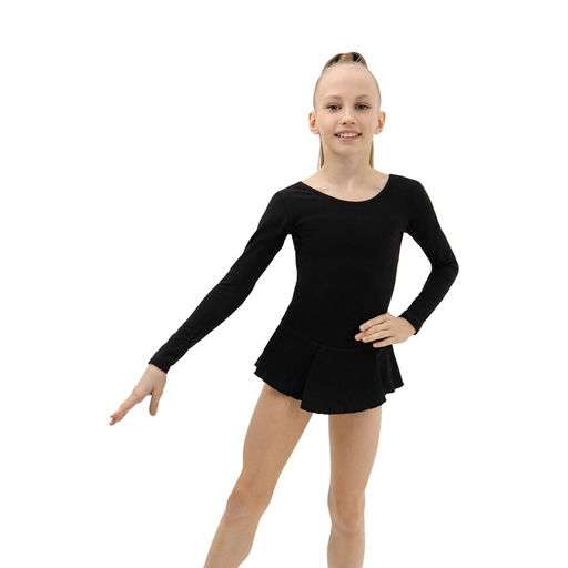 Купальник гимнастический Grace Dance, с юбкой, с длинным рукавом, р. 38, цвет чёрный  фото 3