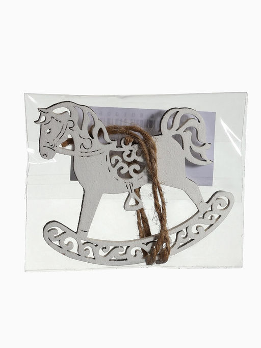 Цена за 3 шт. Ёлочное украшение новогоднее «Лошадка резная» 9×8 см, белое