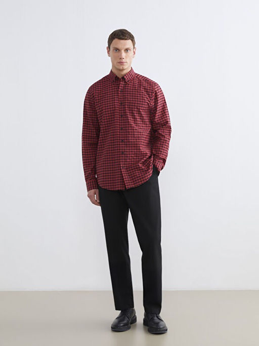 Regular Fit Ekose Poplin Erkek G?mlek