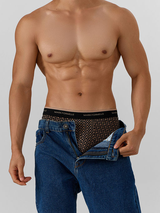 Цена за 2 штуки! Трусы боксеры мужские черные с узором - Mark formelle фото 5