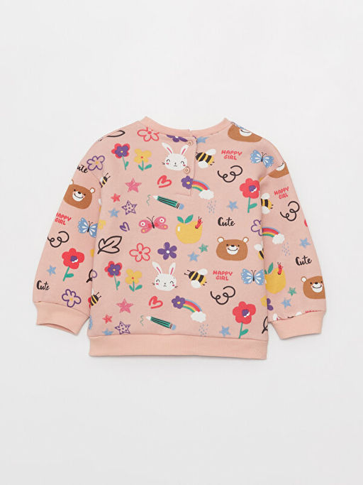 Bisiklet Yaka Uzun Kollu Bask?l? K?z Bebek Sweatshirt - Waikiki фото 3