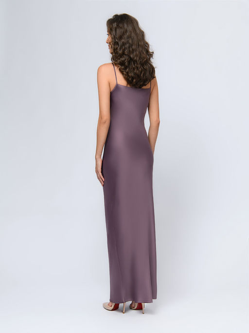 Платье шоколадного цвета длины макси на бретелях - 1001dress фото 4