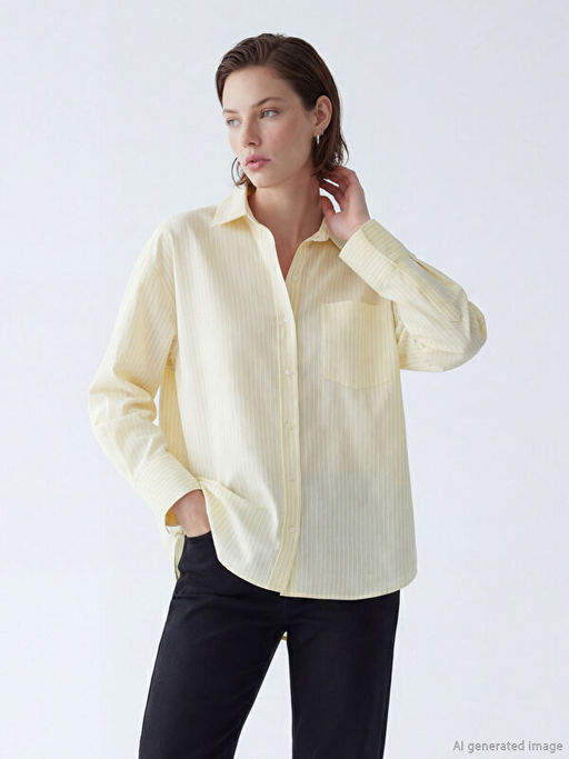 ?izgili Oversize Oxford Kad?n G?mlek