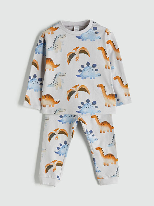 Bask?l? Erkek ?ocuk Pijama Tak?m?