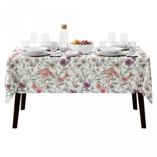 Скатерть 200х145см "Марина Дор", длина стола до 160см, на 6-8 персон, рогожка, хлопок "Премиум" 186г/м2, упаковка классическая 28х41см, "Домашняя мода" (Россия)