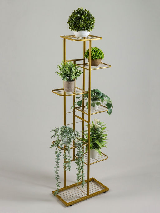 Подставка для цветов Greengo, 7 полок, 43×22×126 см, напольная, металл, цвет золотой