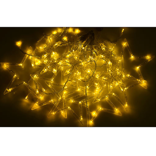 Электрогирлянда-занавес "Звёзды" (6 больших и 6 маленьких пластиковых звёзд), теплый