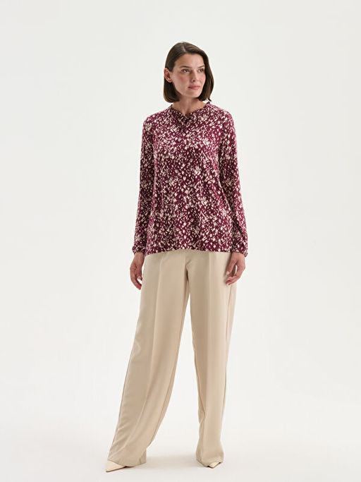 Ba?lamal? Yaka Desenli Bluz