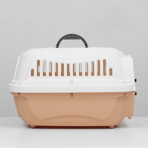 Переноска для животныхпластиковая с металлической дверью 47х32,5х30 см, вес до 9 кг, персиковая 93 - Пижон фото 3