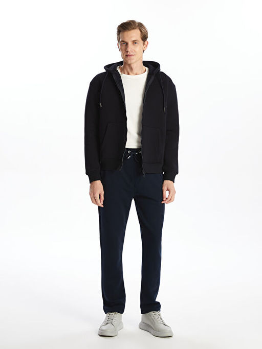 Kap??onlu Uzun Kollu Erkek Fermuarl? Sweatshirt