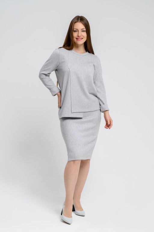 Юбка трикотажная прямая серое - Odis фото 2