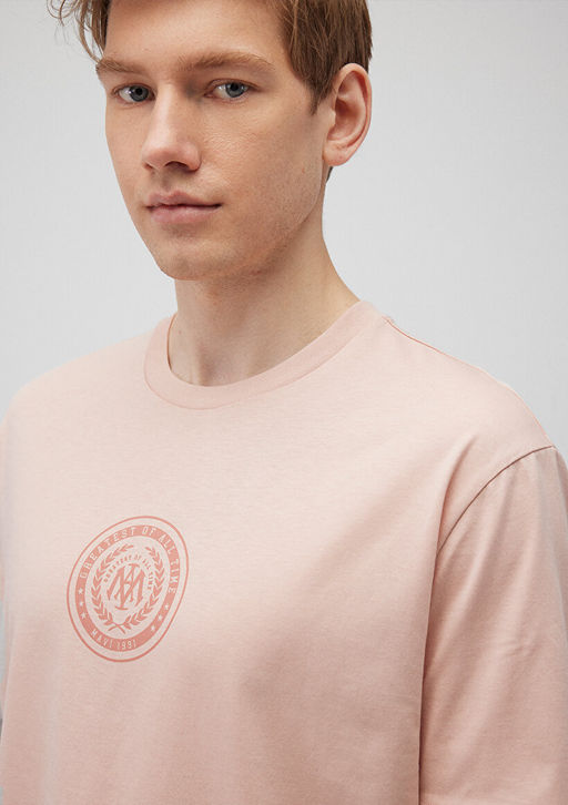 Muhur Logo Bask?l? Pembe Tisort - Mavi фото 5