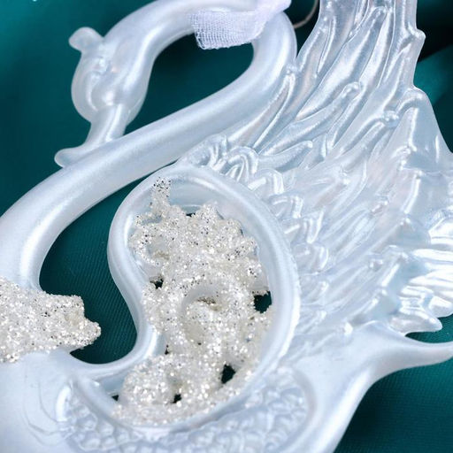 Цена за 2 шт. Ёлочная игрушка Зимнее волшебство. Лебедь величие, 1011 см, белый  фото 2