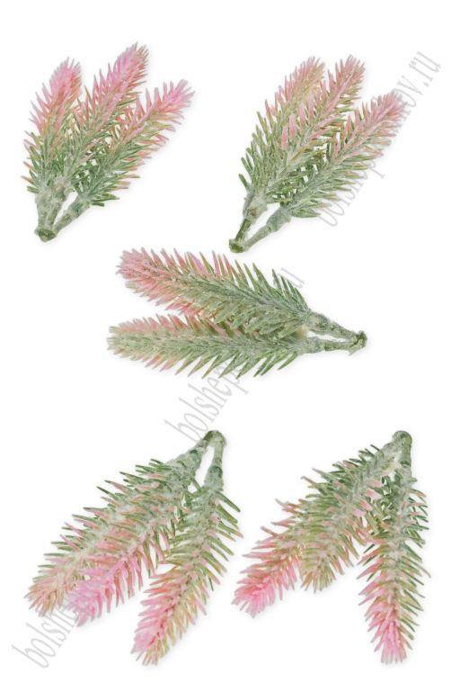 Веточка 8 см (10 шт) SF-7875, зеленый/светло-розовый