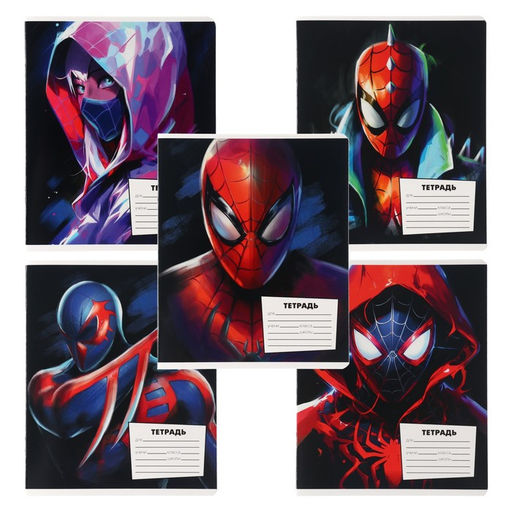 Цена за 20 шт. Тетрадь в линейку 18 листов, 5 видов МИКС, обложка мелованный картон, Человек-паук - Marvel фото 13