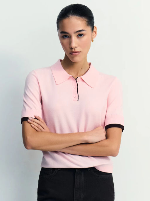 Джемпер поло из вискозы с короткими рукавами / Zarina