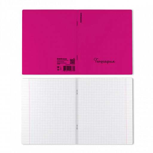 Цена за 6 шт. Тетрадь общая ученическая с пластиковой обложкой на скобе ErichKrause Neon ассорти, География, 48 листов, клетка  фото 5