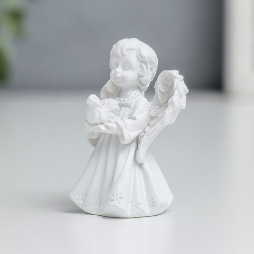Цена за 3 шт. Фигурка полистоун Белоснежный ангел в платье, 4?3.2?2 см, МИКС