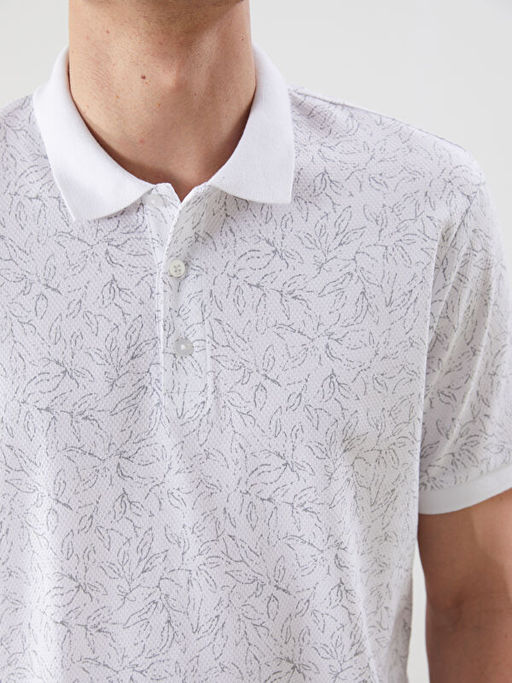 Polo Yaka K?sa Kollu Desenli Erkek Ti??rt