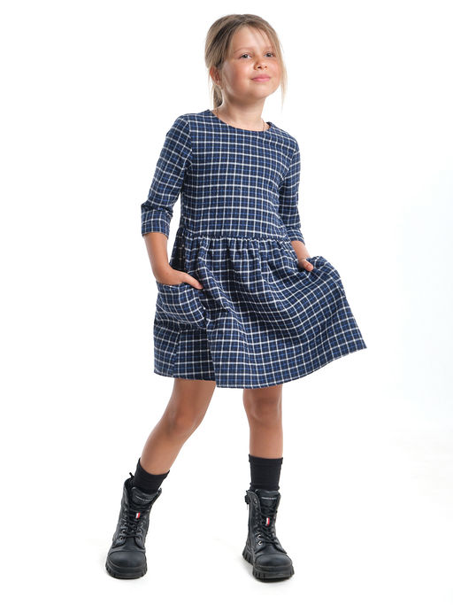 Платье для девочки нарядное в клетку детское праздничное UD 6832 син клетка - Mini maxi фото 4