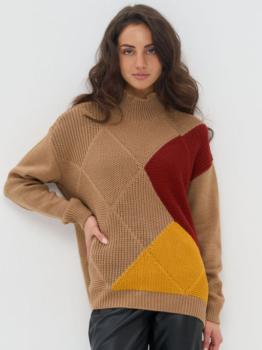 Свитер женский 7232-40205. 5300616/239/179 карамельный кофе/медовый/хна