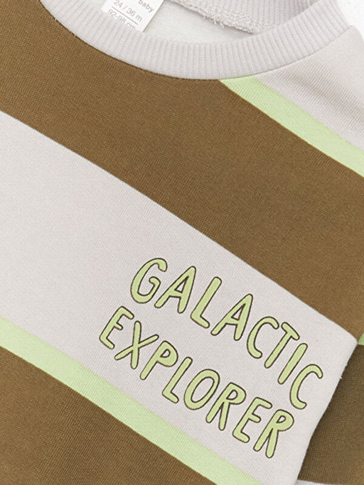 Bisiklet Yaka Uzun Kollu ?izgili Erkek Bebek Sweatshirt - Waikiki фото 3