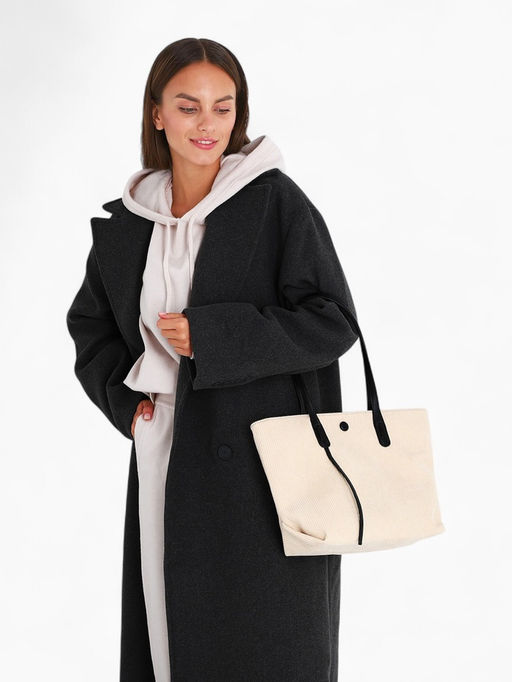 Сумка - шоппер женская на молнии, 39×14×25 см, бежевая