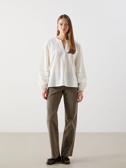 Ka??k Yaka Ajurlu Kad?n Bluz