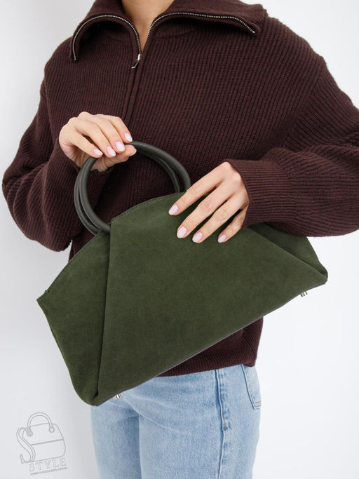 Сумка женская кожаная 1126MF gray green Polina&Eiterou