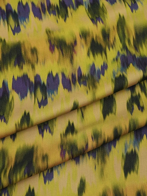 Штапель Премиум Икат цв.горчица/фиолетовый, ш.1.5м, вискоза-100%, 125гр/м.кв - Купава фото 12